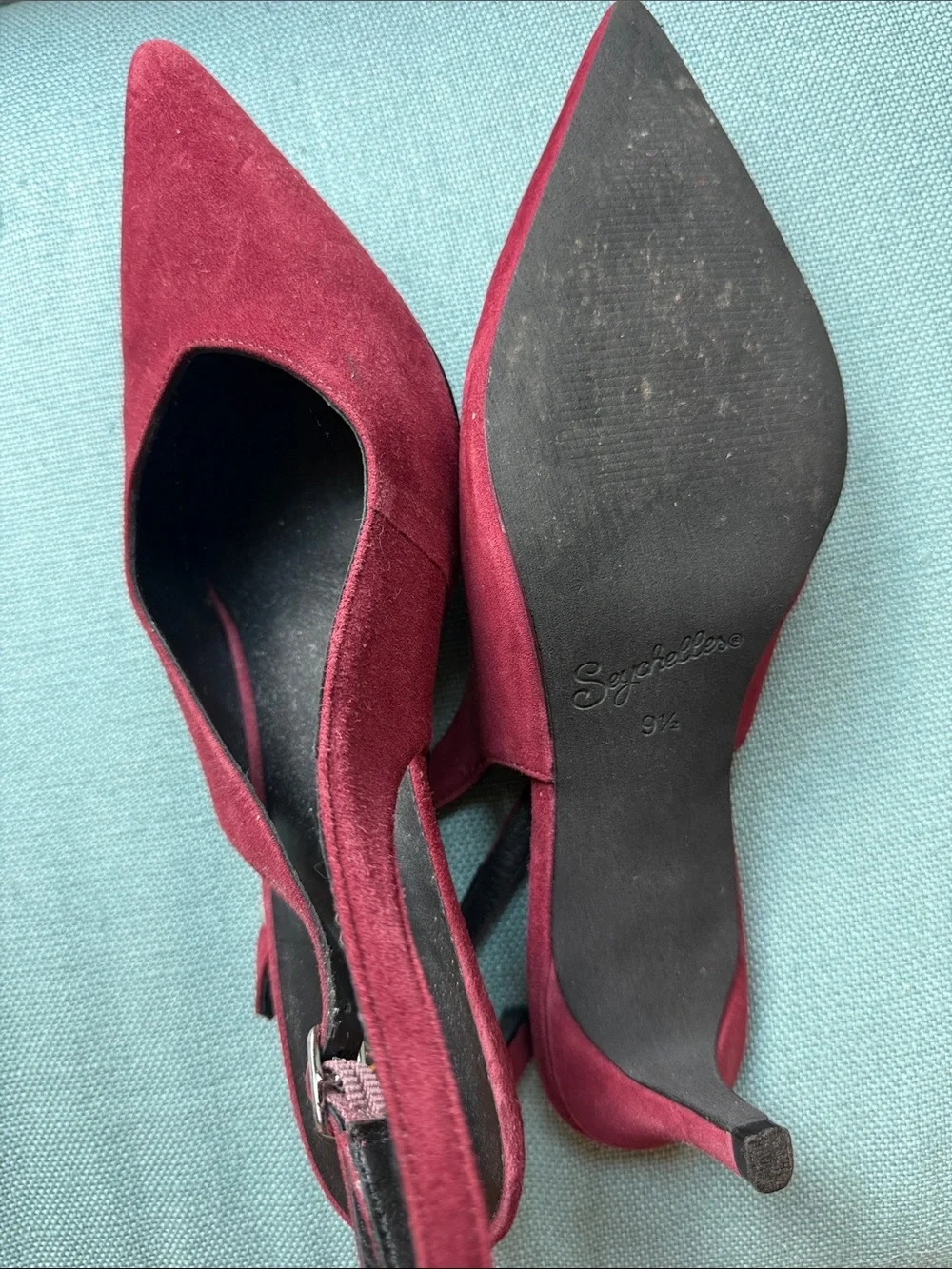 Seychelles Burgundy Suede Pointed Slingback Heels
